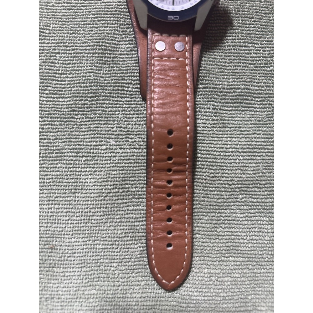 Fossil Coachman Chrono Watch White Black CH2986 Leather New Battery  EUC  /w Tin - Picture 3 of 16